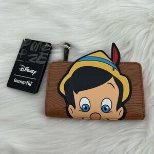 Loungefly Pinocchio Peeking Flat Wallet with zip pocket - New with tags